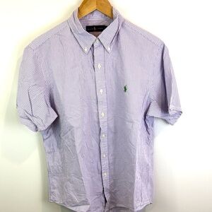 Polo Ralph Lauren seersucker Striped Shirt with Green Logo size L